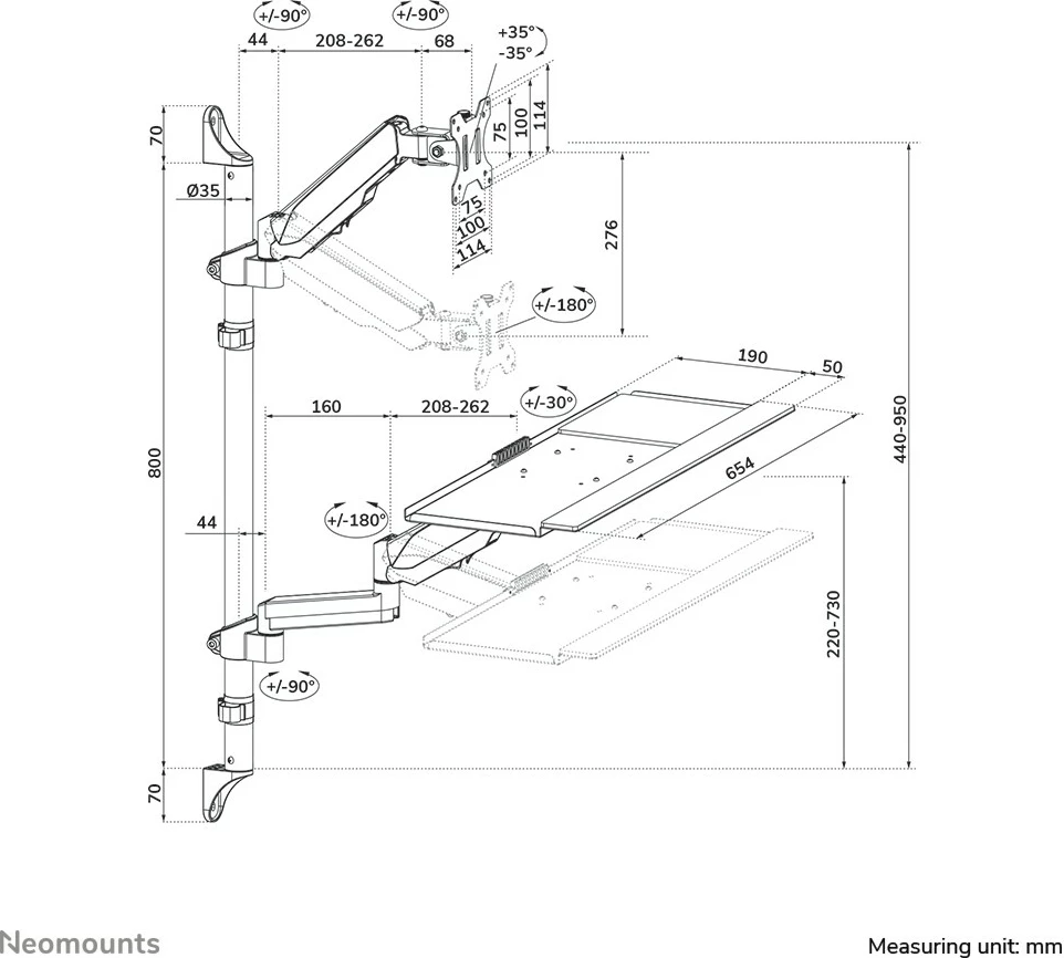 Stacion pune muri Neomounts, Newstar, WL90-325BL1, 32", i zi