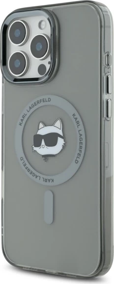 Mbështjellës Karl Lagerfeld IML Metal Choupette Head MagSafe për iPhone 16 Pro Max, Zi