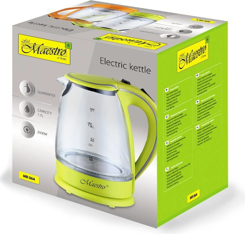Ibrik elektrik Maestro MR-064, 1.7L, 2000W, Gjelbër