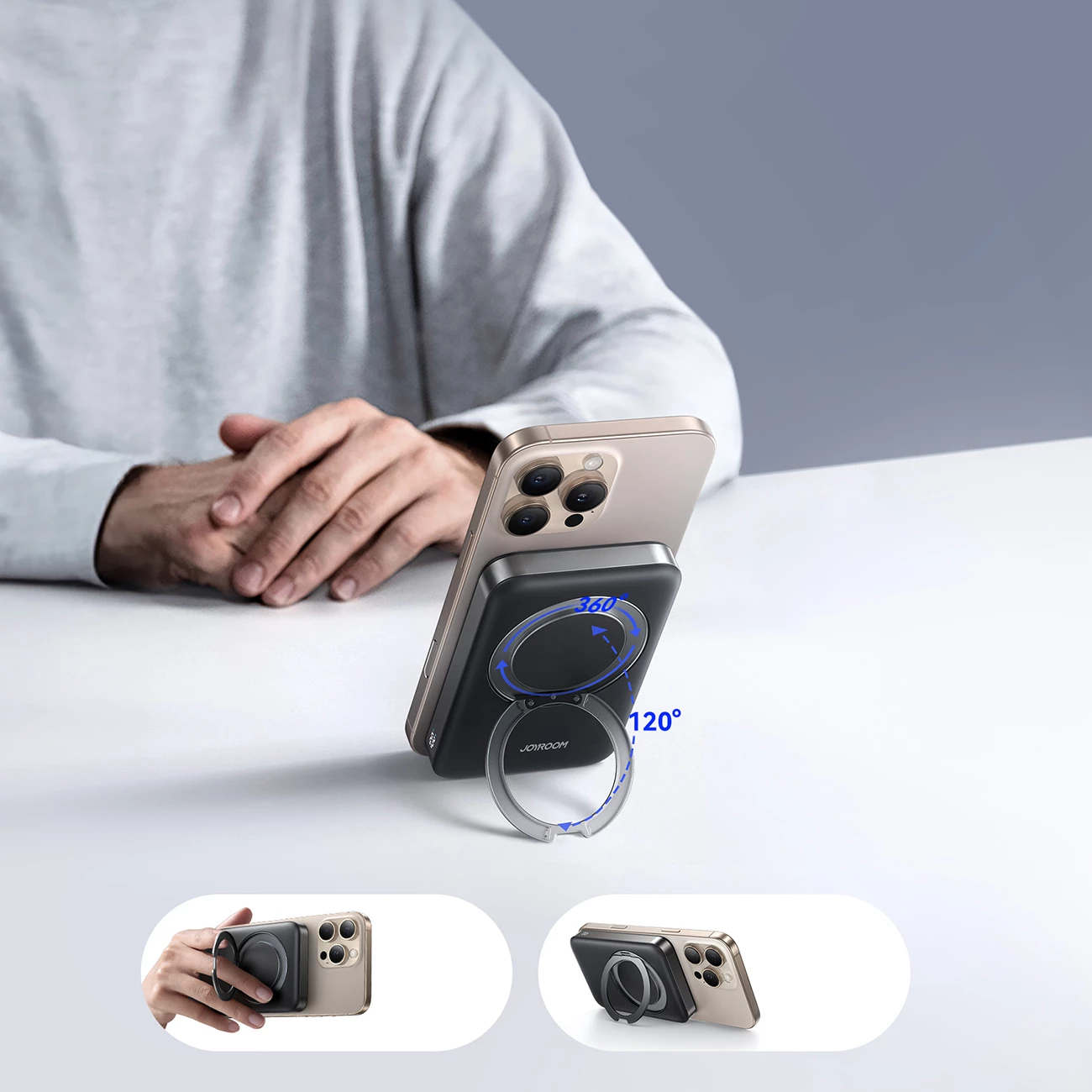 Powerbank Joyroom JR-PBM12, 10000mAh, 22.5W, MagSafe, Qi2, me ring base, e zezë