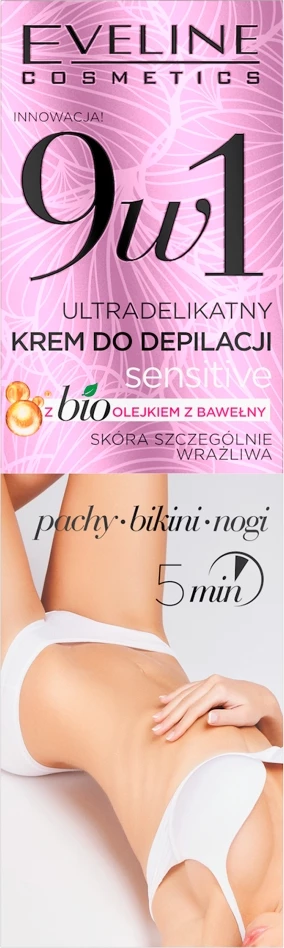 Krem depilimi për femra Eveline Cosmetics 9w1 Sensitive Ultra Delicate, 125ml