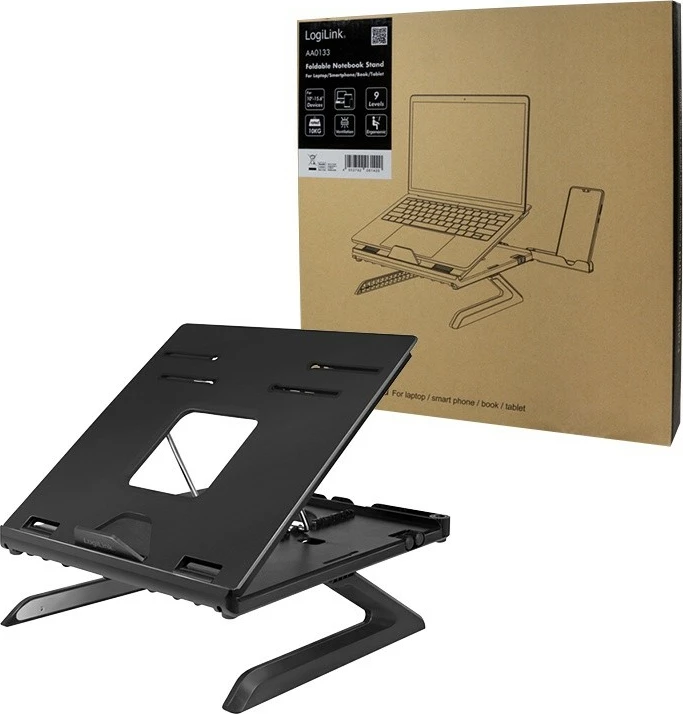 Mbajtës laptopi LogiLink AA0133 me mbajtës për smartphone, i zi