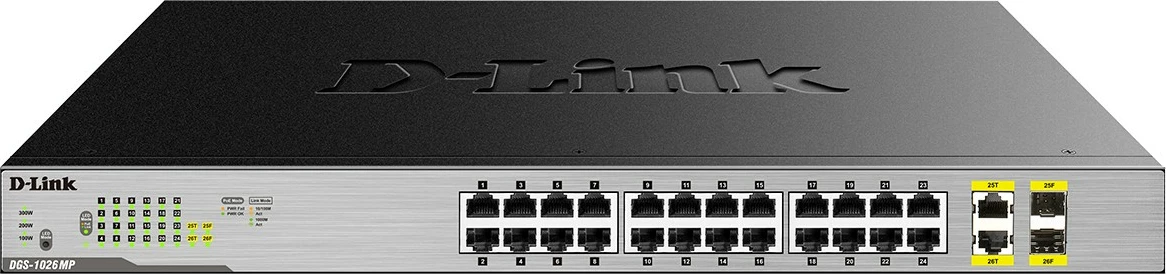 Switch D-Link DGS-1026MP 24x Gigabit PoE, 2x SFP, L2 Smart, desktop