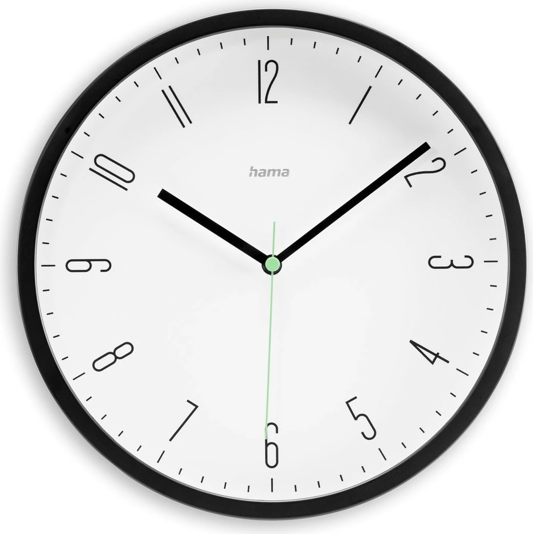 Orë muri Hama Capri, 25 cm, Analog, E zezë