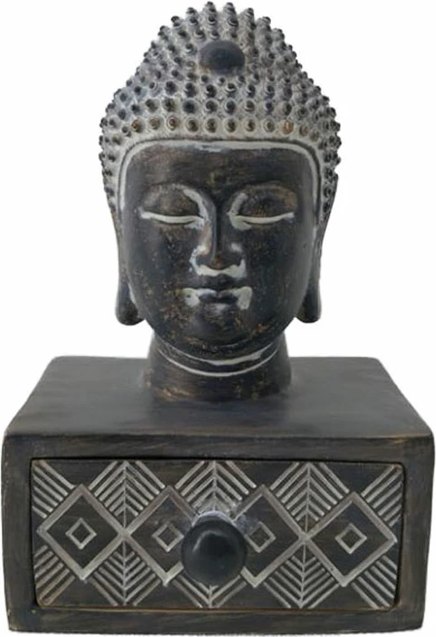 Dekor Buda BADBA DARK, polirezine, 10x9x16cm, ngjyrë e zezë, kafe, e bardhë