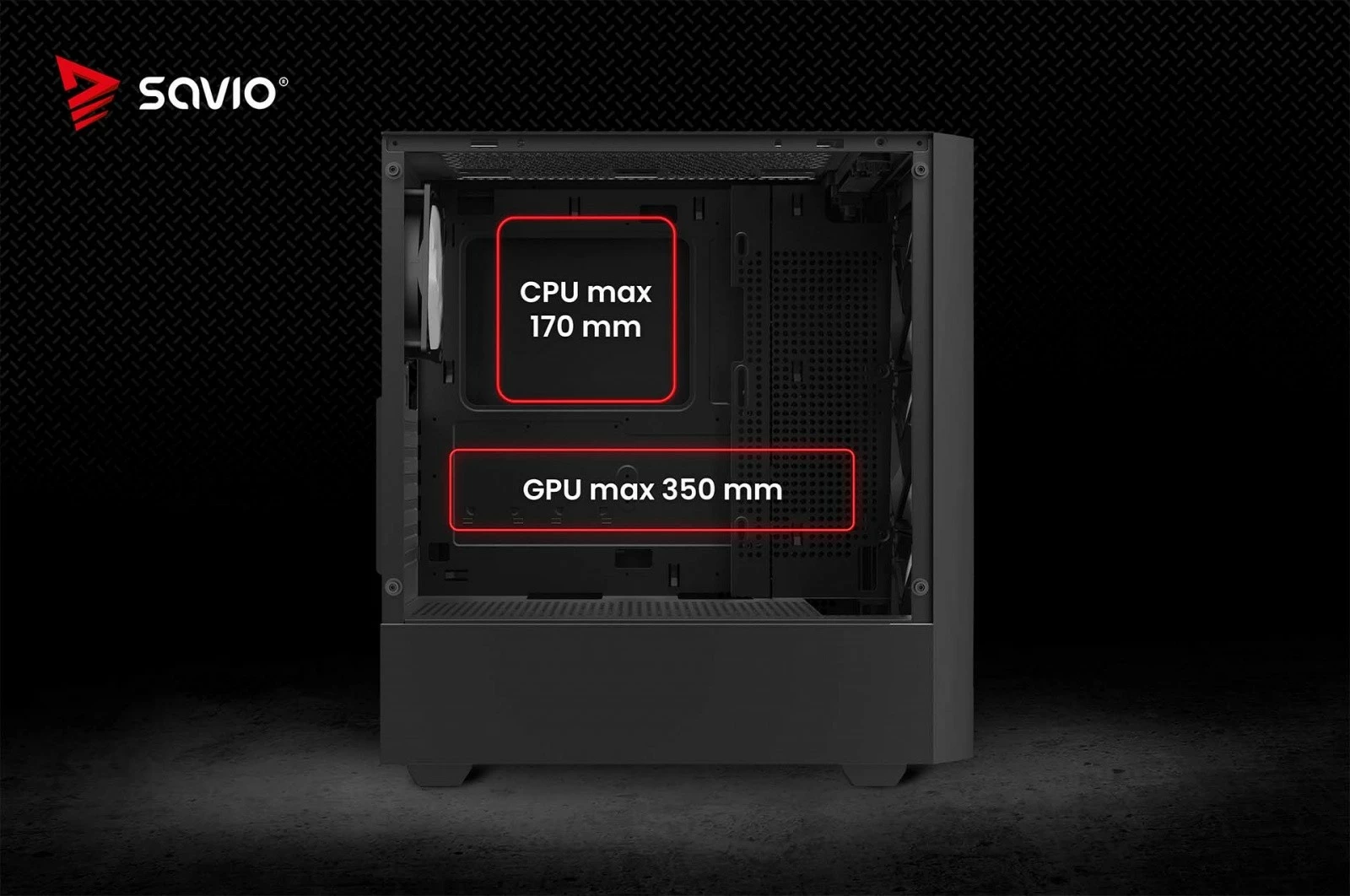 Kasë, Savio NOCTIS FLOW X1, Midi Tower ATX, 4x120 mm PWM, xham i temperuar, rrjetë frontale, e zezë