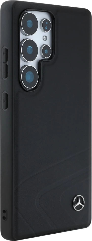 Mbështjellës Mercedes Leather Horizontal Debossed Curves MagSafe për Samsung Galaxy S25 Ultra, i zi