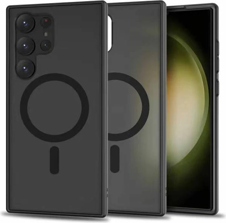 Mbështjellës Tech-Protect MagMat për Samsung Galaxy S23 Ultra, MagSafe, Gjysem-transparent, i zi