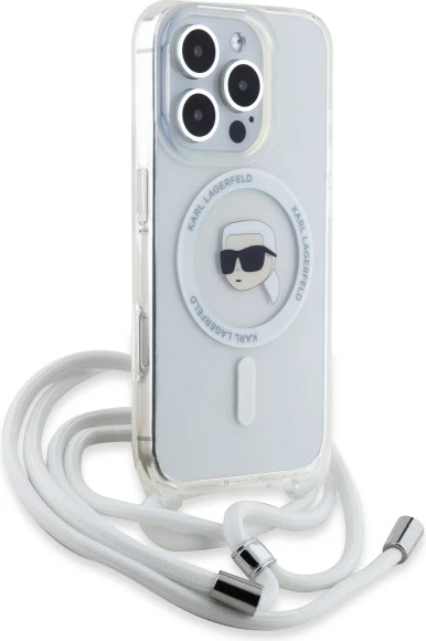Mbështjellës Karl Lagerfeld Crossbody IML Karl Head MagSafe për iPhone 16 Pro Max, Transparent