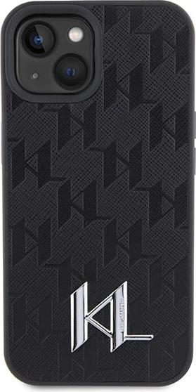 Mbështjellës Karl Lagerfeld KLHCP15SPKLPKLK për iPhone 15/14/13 6.1", lëkurë, i zi