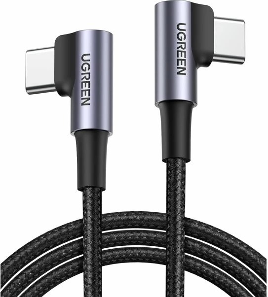 Kabllo USB-C në USB-C UGREEN 70529 60W 1m, këndore, e zezë