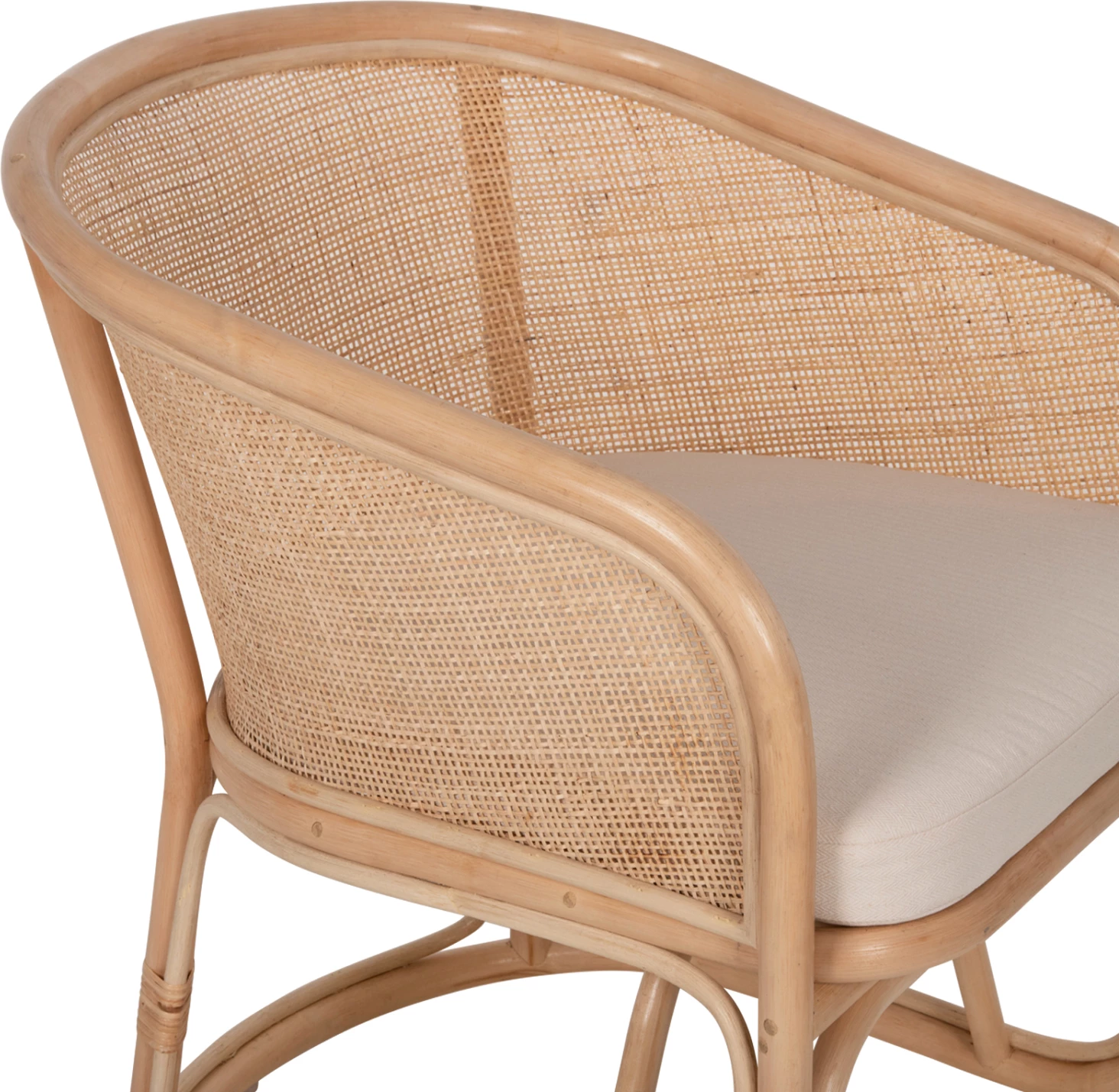 Karrige KIKO FH9839 rattan, ngjyrë natyrale, jastëk i bardhë, 61x71x76H cm.
