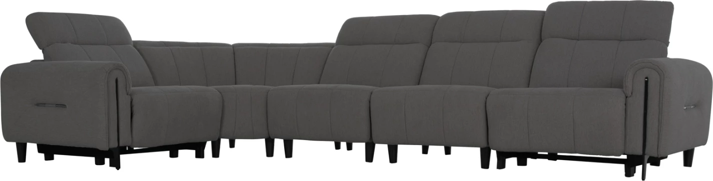 Këndore me 5 pjesë, 2 ulëse me recliner elektrik, ngjyrë gri, ORACLE FH3290.01, 293x293x98cm