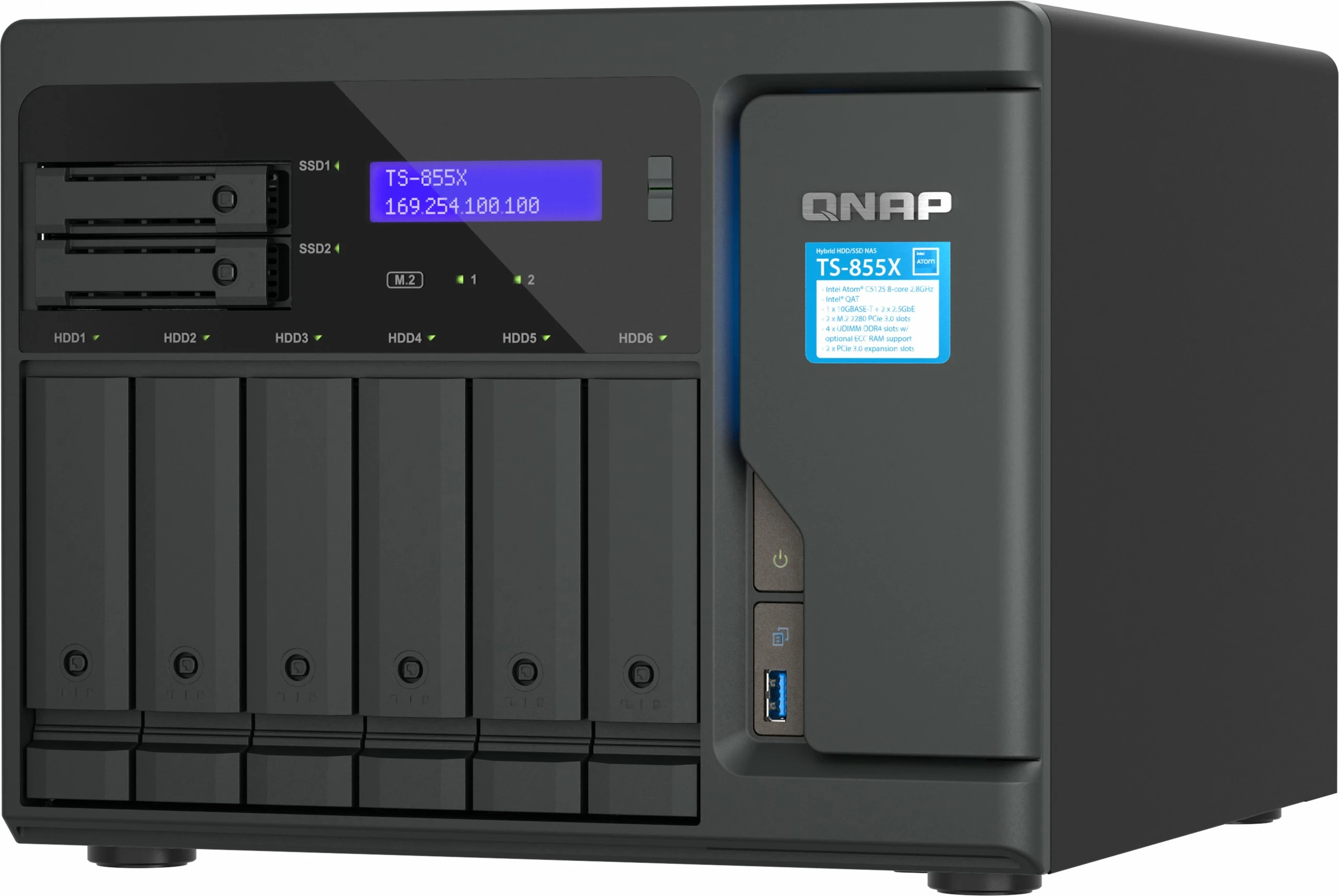 NAS QNAP TS-855X-8G, 8 bay, Intel Atom C5125, 8GB DDR4, e zezë