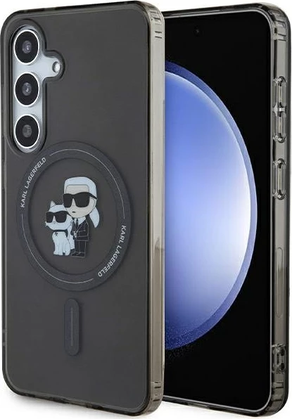Mbështjellës Karl Lagerfeld Karl&Choupette Glitter MagSafe për Samsung Galaxy S24, i zi