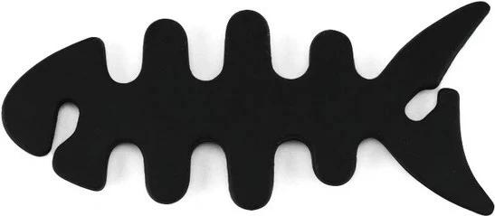 Mbështjellës kabllosh për kufje Hurtel, formë peshku, plastikë, zi