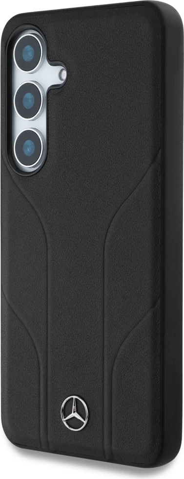 Mbështjellës Mercedes Leather Debossed Lines MagSafe për Samsung Galaxy S25+, i zi