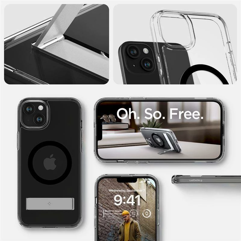Mbështjellës Spigen Ultra Hybrid S MagSafe për iPhone 15, i zi