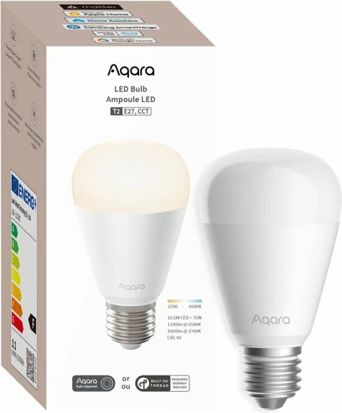 Llambë LED smart Aqara T2 LB-L02E, E27 CCT, 4.9W 450lm, 2700K-6500K, e bardhë, 1 copë