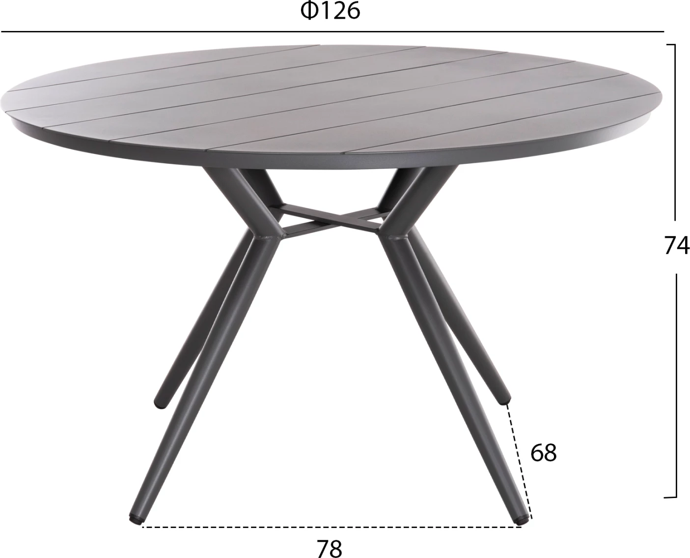 Tavolinë e rrumbullakët alumini, HIGER, FH6290.01, e bardhë, Φ126x75H cm