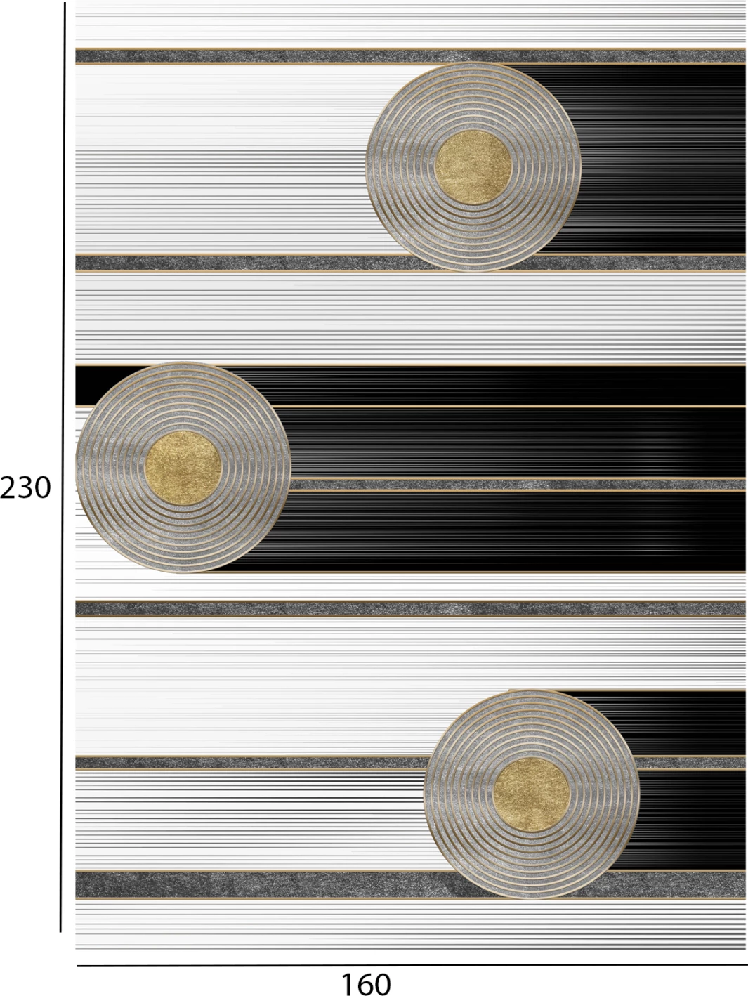 Tepih modern JOSIANE FH7675.24 160x230cm, disqe bardhë-zi-ari