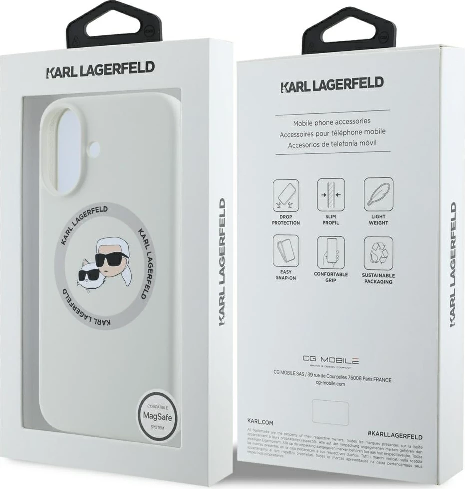 Mbështjellës Karl Lagerfeld Silicone Double Heads And Circle MagSafe për iPhone 16, Bezhë