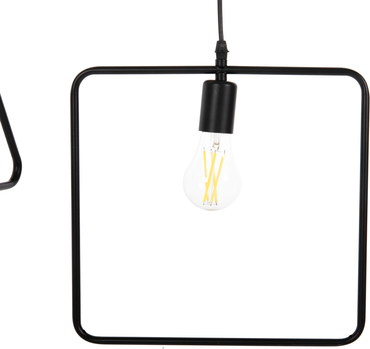 Llambë varëse tavani 4-drita, metal i zi, forma gjeometrike, FH4099, 70x38x106H cm