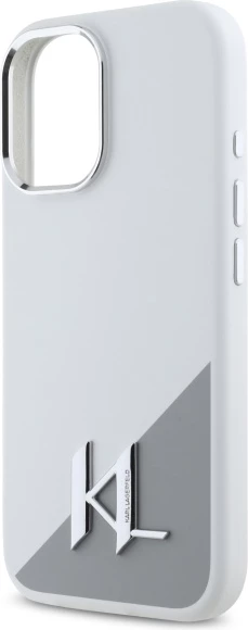 Mbështjellës Karl Lagerfeld Silicone Shadow Metal Initial MagSafe për iPhone 16, Bardhë