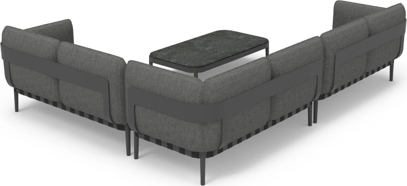 Set lounge për jashtë, 4 pjesë, PEGASUS CD6199.01, alumin, litar, material OLEFIN, ngjyrë gri e errët