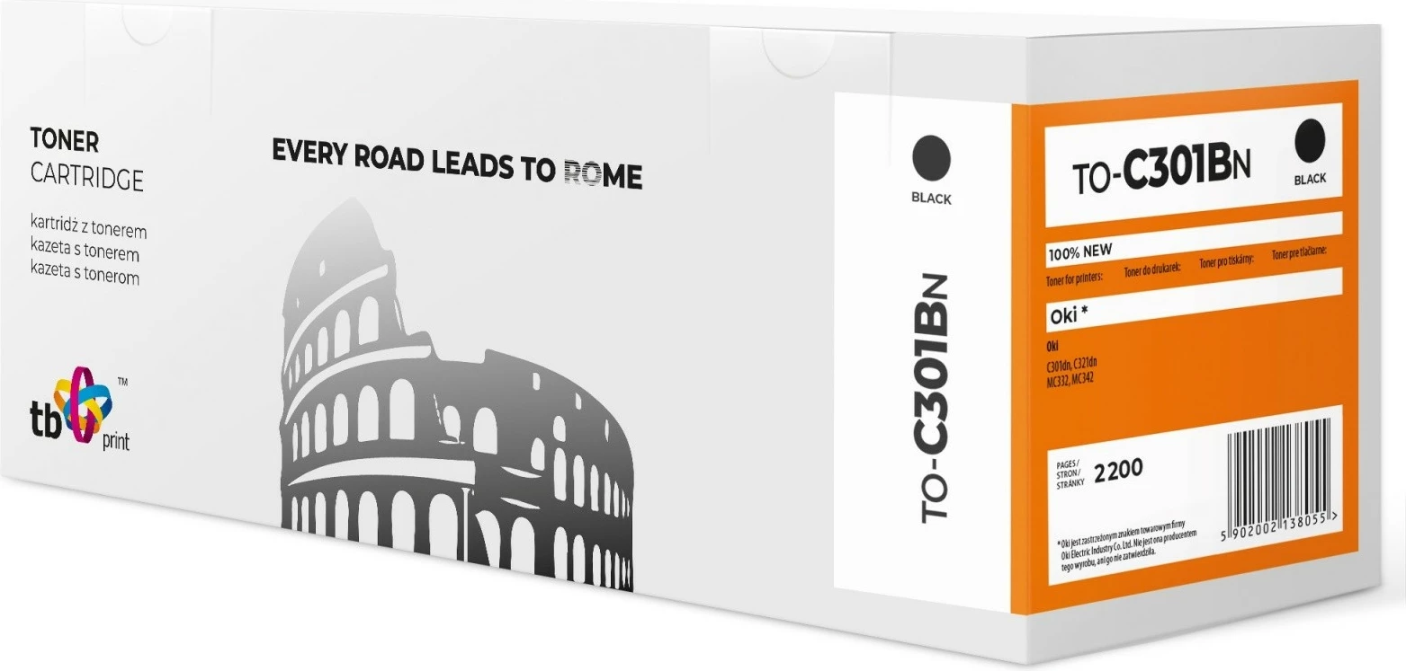 Toner TB Print TO-C301BN për Oki C301dn/C321dn/MC332/MC342, i zi