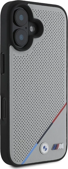 Mbështjellës BMW M Perforated Tricolor Line MagSafe për iPhone 16, Gri