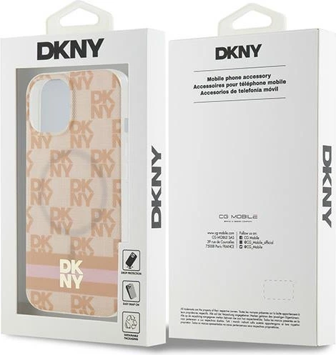 Mbështjellës DKNY IML Checkered Mono Pattern & Printed Stripes MagSafe për iPhone 15/14/13, Rozë