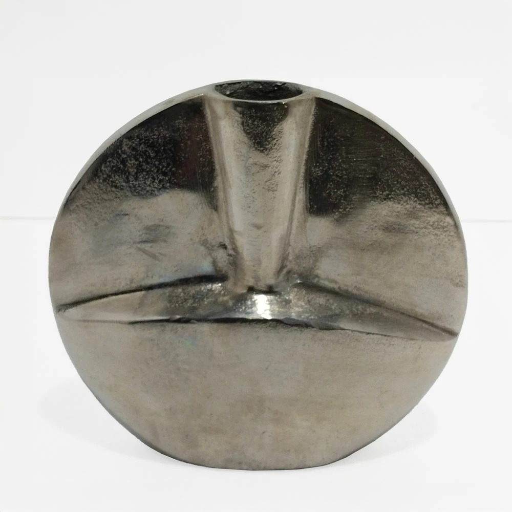 Vazo Kalia, alumin, ngjyrë nikel argjendi, 27x8x27 cm