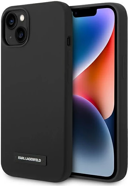 Mbështjellës Karl Lagerfeld KLHMP14MSLMP1K për iPhone 14 Plus 6.7", silikon, MagSafe, zi