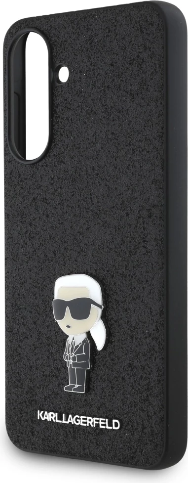 Mbështjellës Karl Lagerfeld Fixed Glitter Ikonik Logo Metal Pin për Samsung Galaxy A56, i zi
