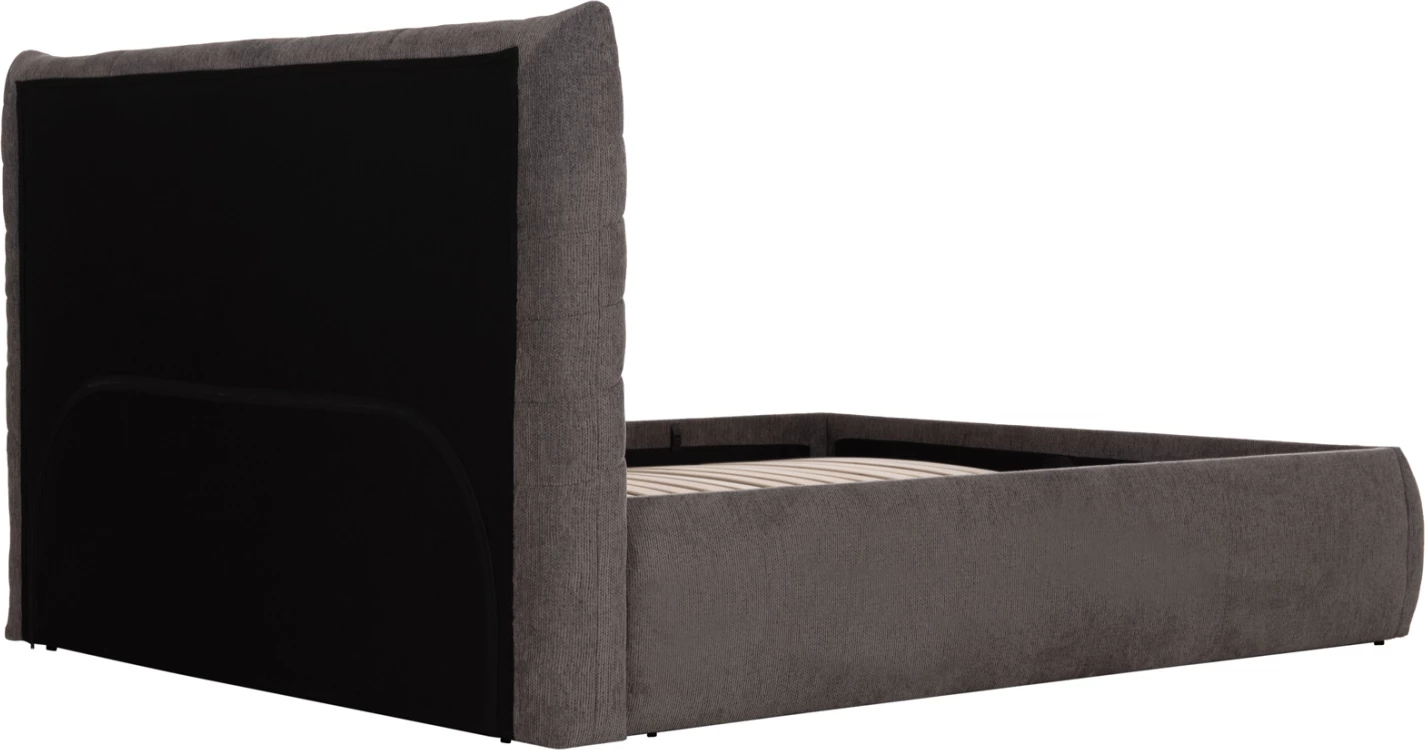 Krevat dopio SANDRA, stof gri, me hapësirë për depo, për dyshek 160x200cm