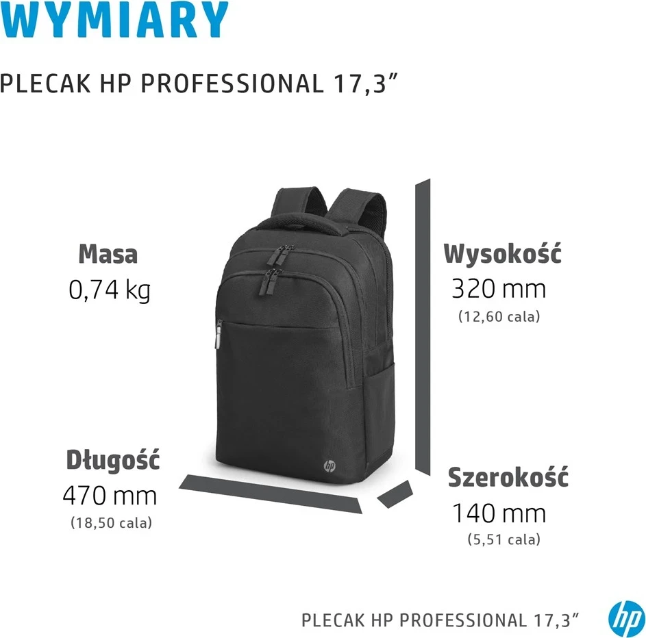 Çantë shpine për laptop HP Professional 17.3-inch, e zezë