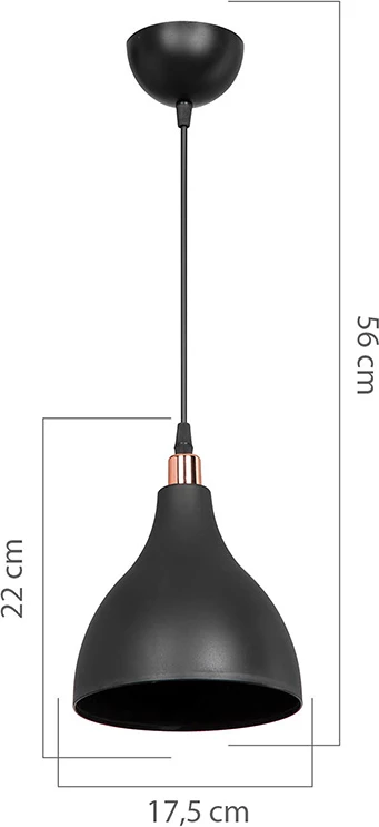 Llambë tavani Lofty, e zezë me detaje të arta, E27, 18x22cm