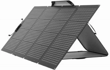 Panel solar portativ bifacial EcoFlow 220W (220W/155W), IP68, MC4, 82×182 cm, me çantë + 4 grepa, e zezë