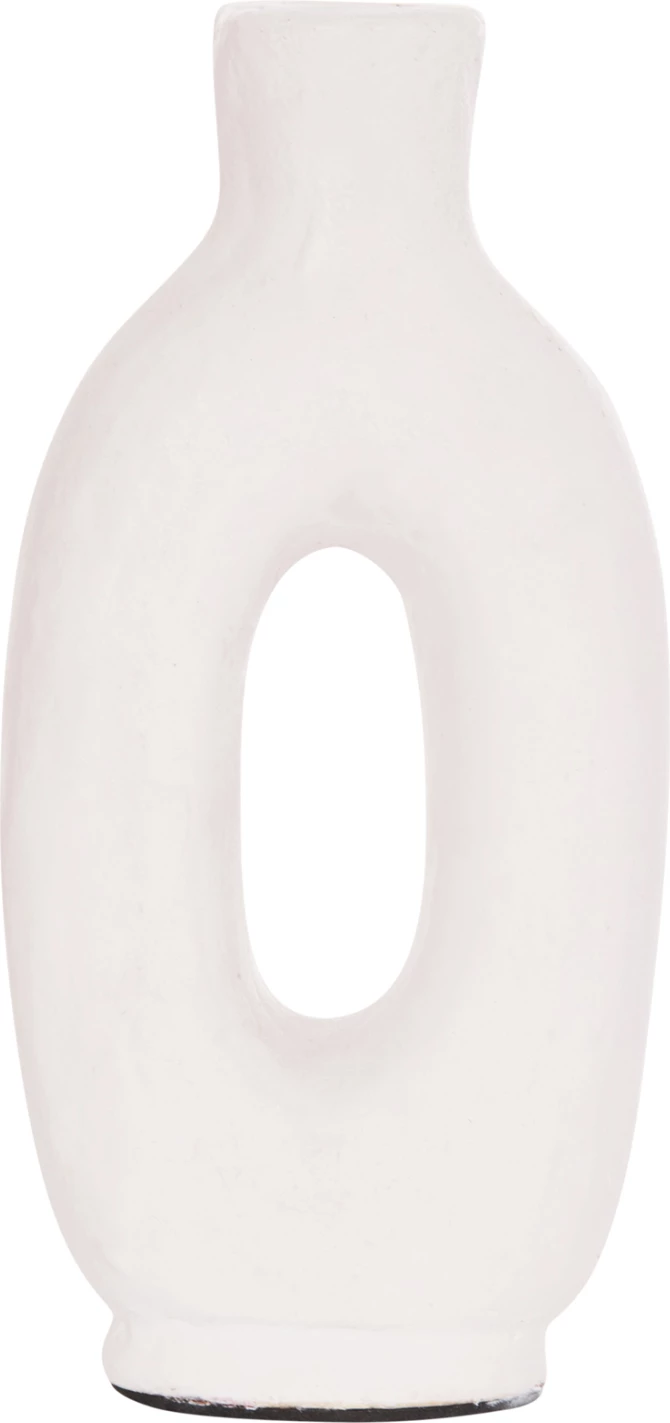 Vazo dekorative CLAYVON, terrakotë, ngjyrë e bardhë, 10x5x21cm