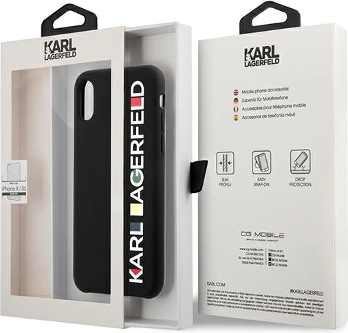 Mbështjellës Karl Lagerfeld Glossy Bauhaus Logo për iPhone X/XS, i zi