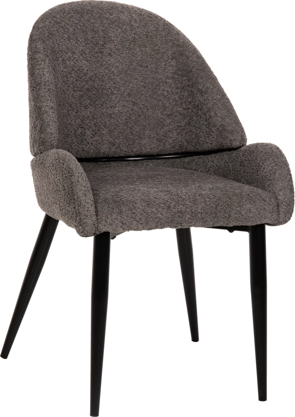 Karrige SARKY FH8585.01, pëlhurë boucle gri, këmbë metalike të zeza, 55x62x89H cm., set prej 2 copë