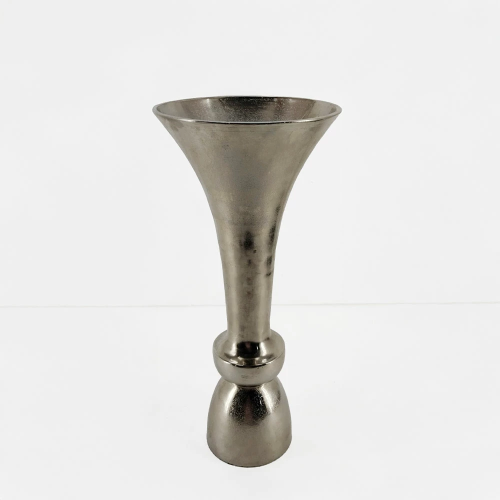 Vazo Luxor, alumin, ngjyrë argjendi-nikel, 23x23x50cm