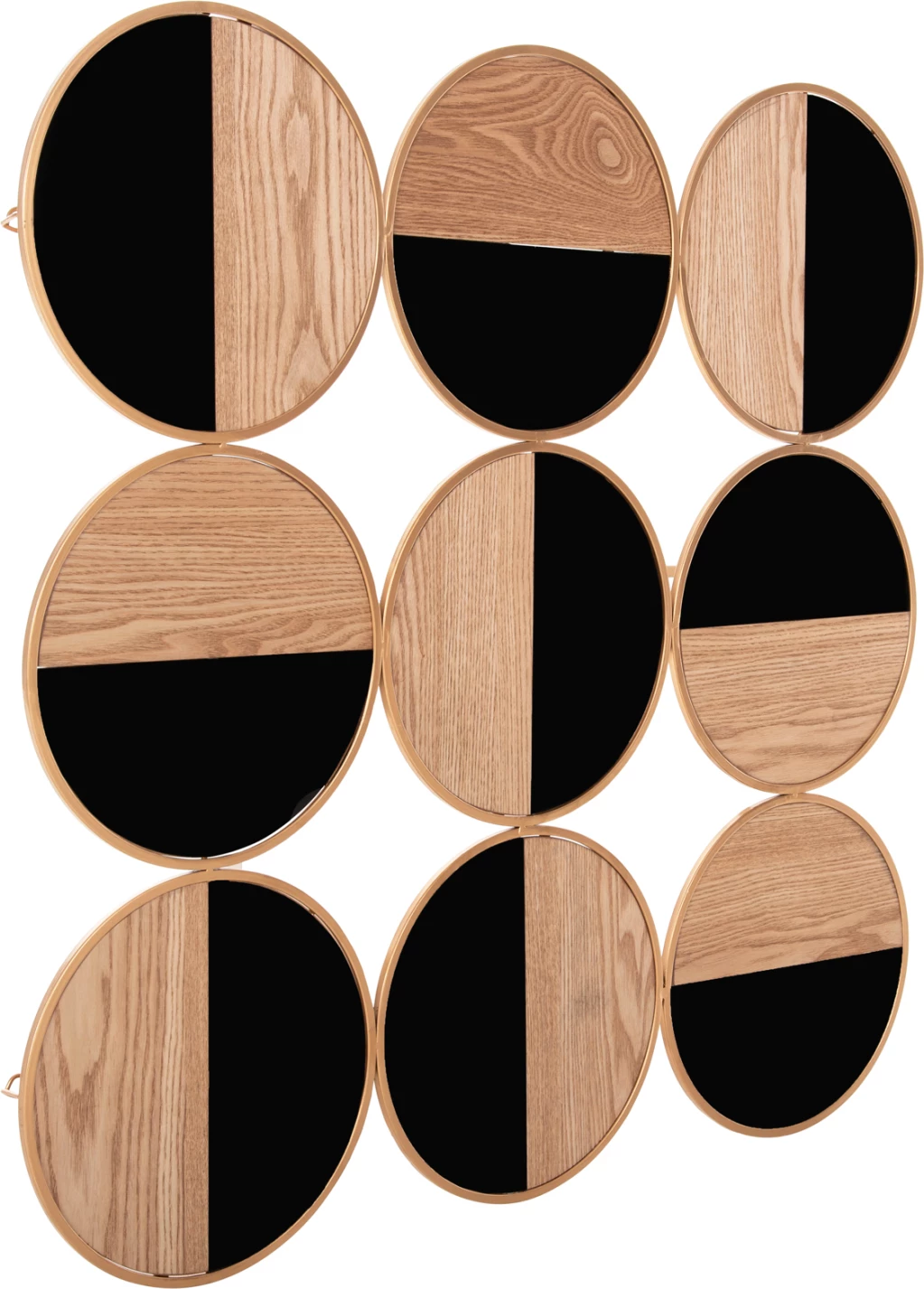 Dekorim muri FH4197 metalik në ar-MDF natyral dhe i zi me shkëlqim 90x90cm