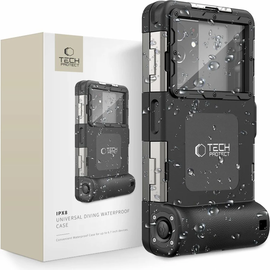 Mbështjellës Tech-Protect Waterproof Case IPX8 për celular 4.7-6.7 inç, i zi