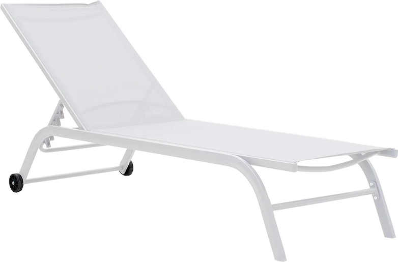 Shezlong Jaipur, alumin i bardhë, tekstilene e bardhë