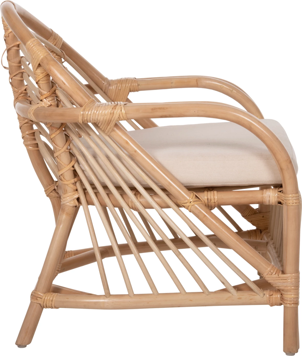 Karrige për krah FEMUR FH9837 rattan, jastëk ngjyrë bardhë, 72x66x75 cm