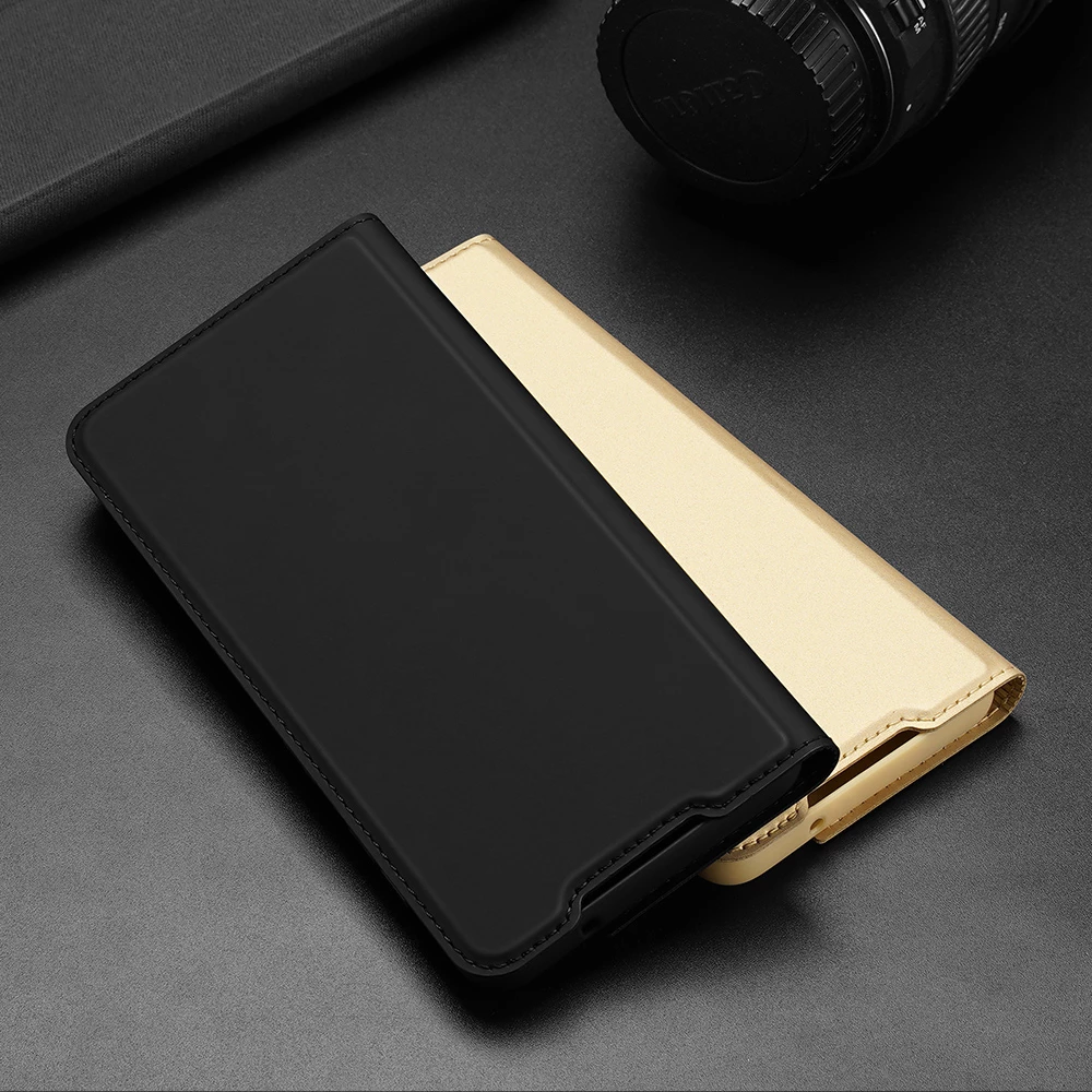 Mbështjellës Dux Ducis Skin Pro për Samsung Galaxy S22+, lëkurë ekologjike, me xhep, me qëndrim, ari