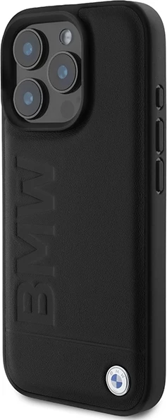 Mbështjellës BMW Leather Hot Stamp për iPhone 16 Pro, e zezë