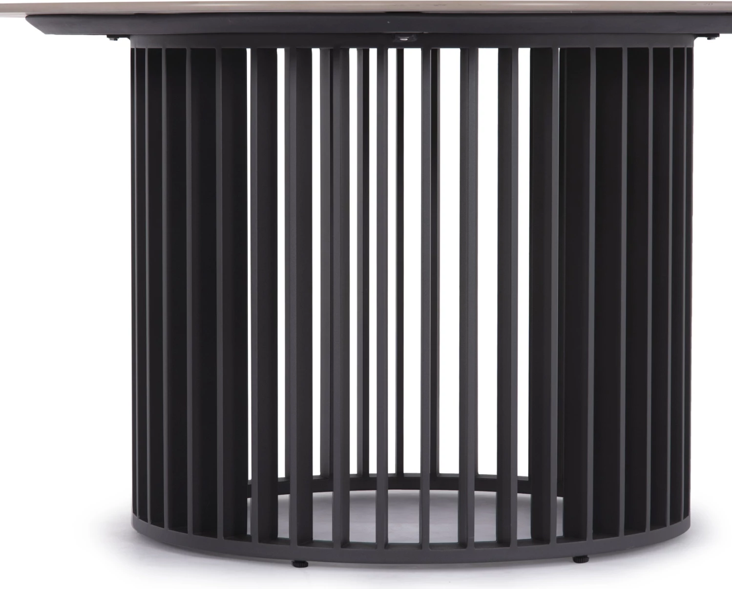 Tavolinë e rrumbullakët për jashtë, alumini anthracite, sipërfaqe gur sinterizuar, pamje mermeri gri, Φ140cm, ETERNITY CD6177